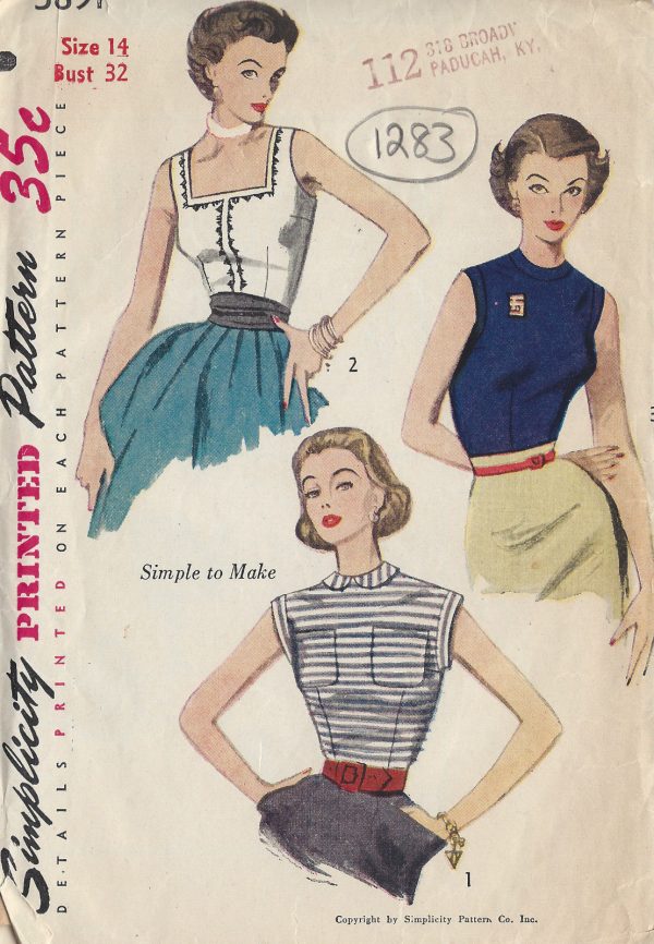 1952-Vintage-Sewing-Pattern-B32-BLOUSE-1283-261509985678