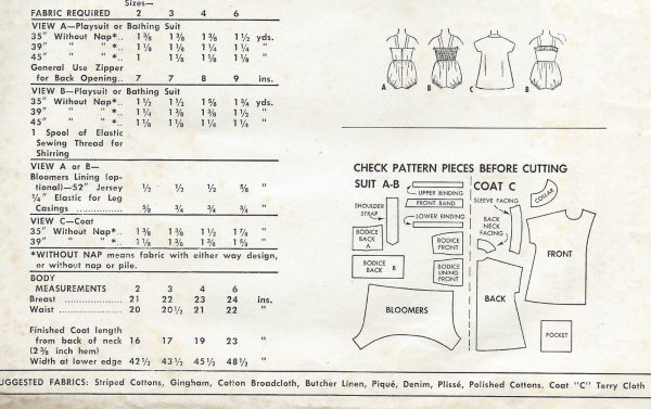 1954-Childrens-Vintage-Sewing-Pattern-S6-C24-PLAYSUIT-BATHING-SUIT-COAT-C9-261513765408-2