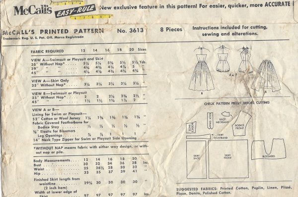 1956-Vintage-Sewing-Pattern-B30-HALTERNECK-BATHING-SUIT-SKIRT-PLAYSUIT-RR947-252629935138-2