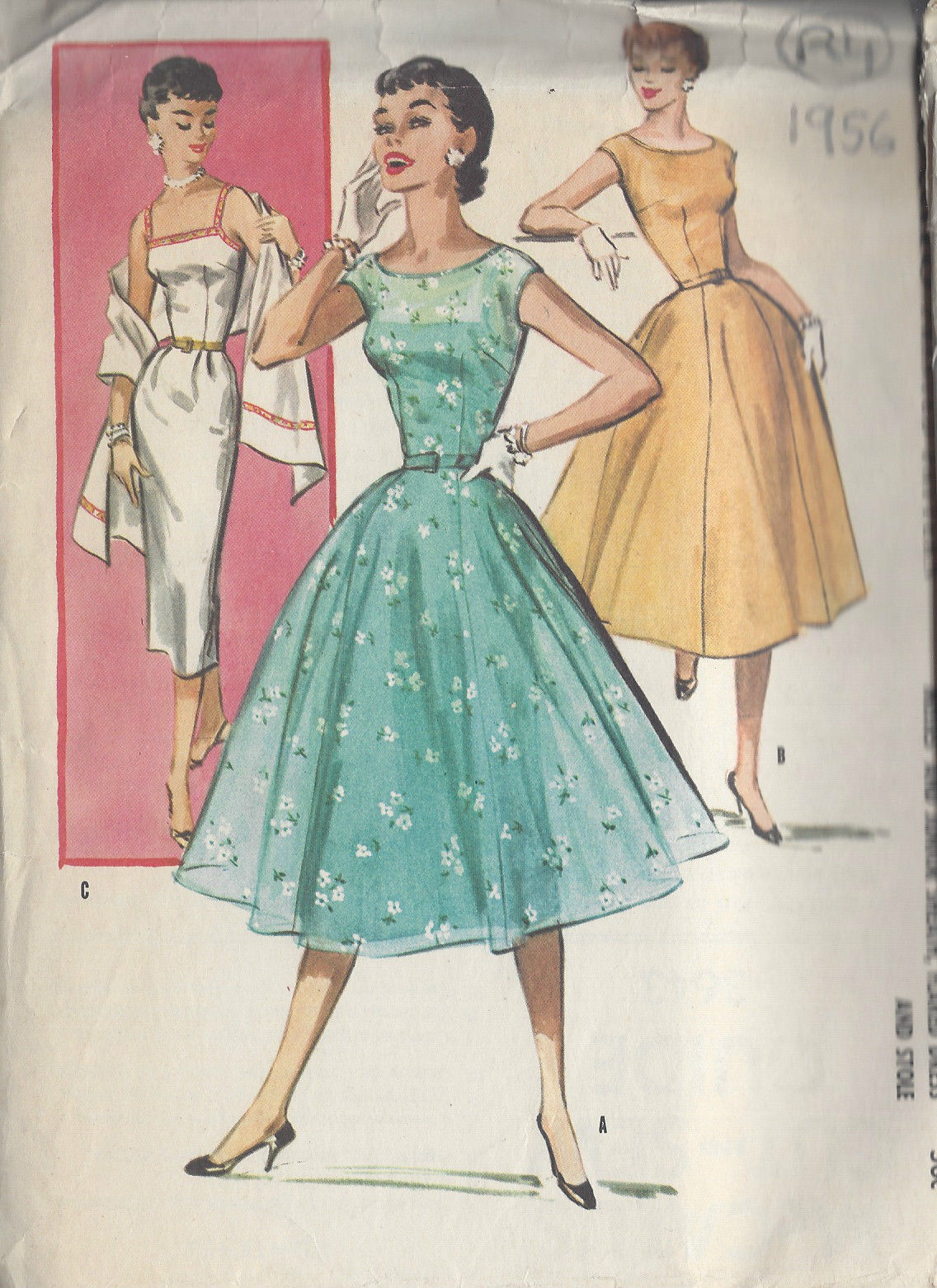 By PIERRE CARDIN 1458 1958 Vintage Sewing Pattern B34 DRESS 