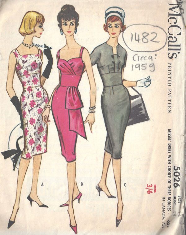 1959-Vintage-Sewing-Pattern-B34-DRESS-1482-252825054468