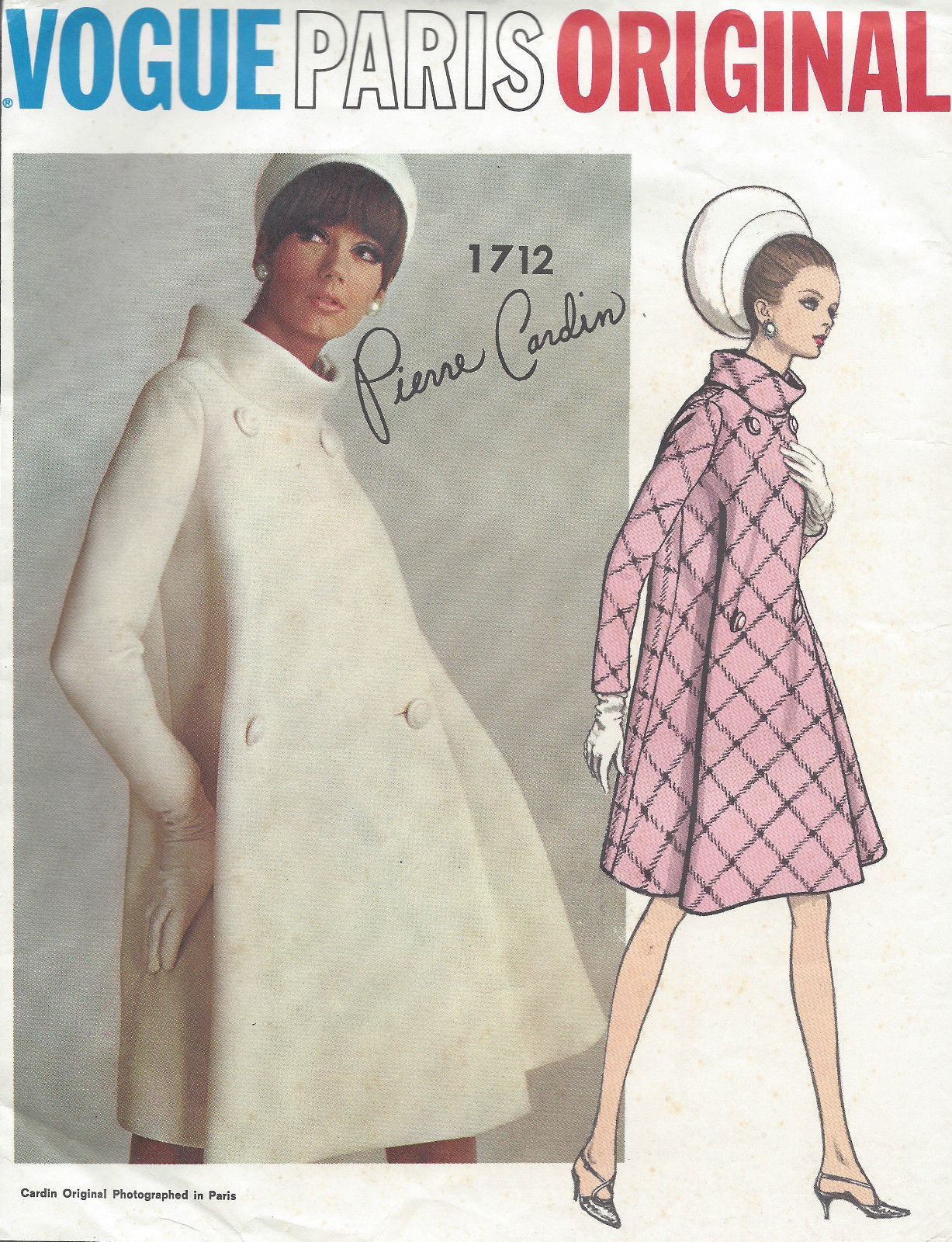 1960s Vintage VOGUE Sewing Pattern B36 COAT (1018) By 'Pierre Cardin' -  The Vintage Pattern Shop