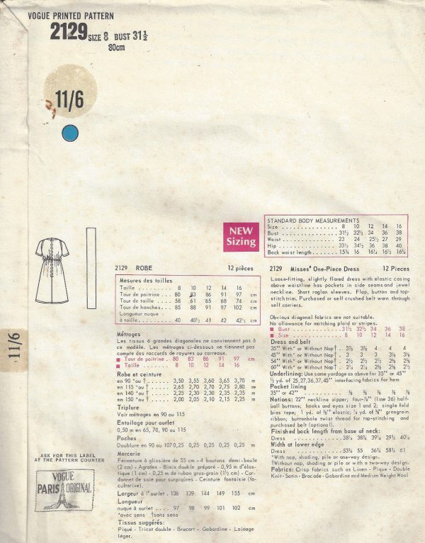 1960s-Vintage-VOGUE-Sewing-Pattern-DRESS-B31-12-1791-By-Jean-Patou-252811745668-2