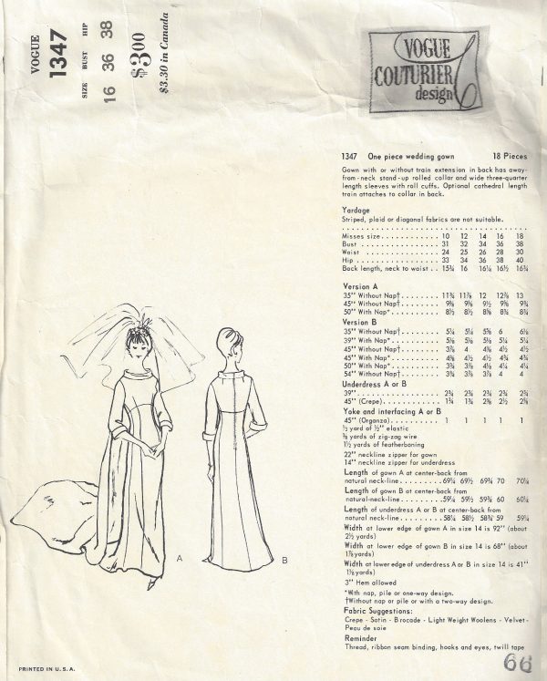 1964-Vintage-VOGUE-Sewing-Pattern-B36-WEDDING-DRESS-GOWN-1777-BY-JOHN-CAVANAGH-262786413978-2