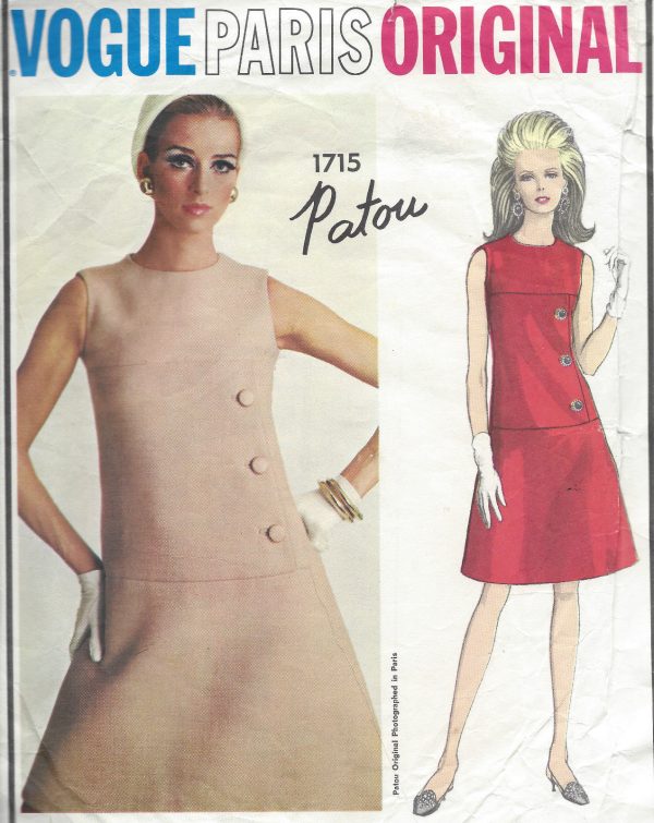 1967-Vintage-VOGUE-Sewing-Pattern-DRESS-B38-1152-By-Patou-261405319718