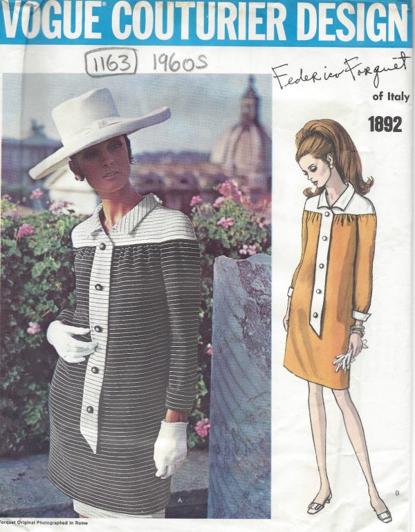 1968-Vintage-VOGUE-Sewing-Pattern-DRESS-SKIRT-B36-1163-By-Federico-Forquet-251458068318