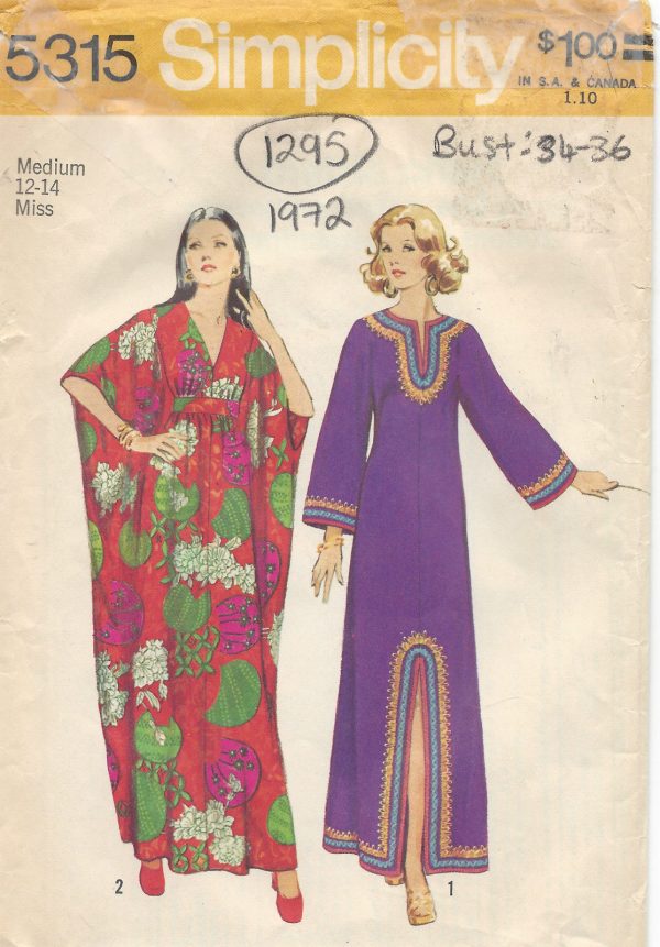 1972-Vintage-Sewing-Pattern-B34-36-CAFTAN-1295-261542857608