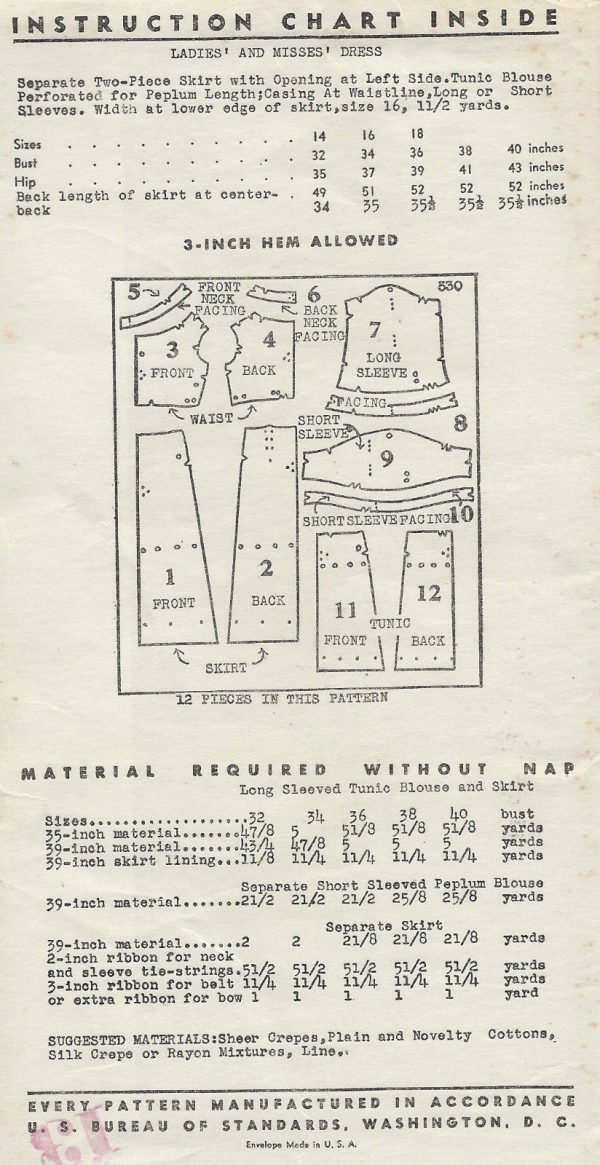 1930s-Vintage-Sewing-Pattern-B32-DRESS-TUNIC-BLOUSE-1530R-262080975579-2