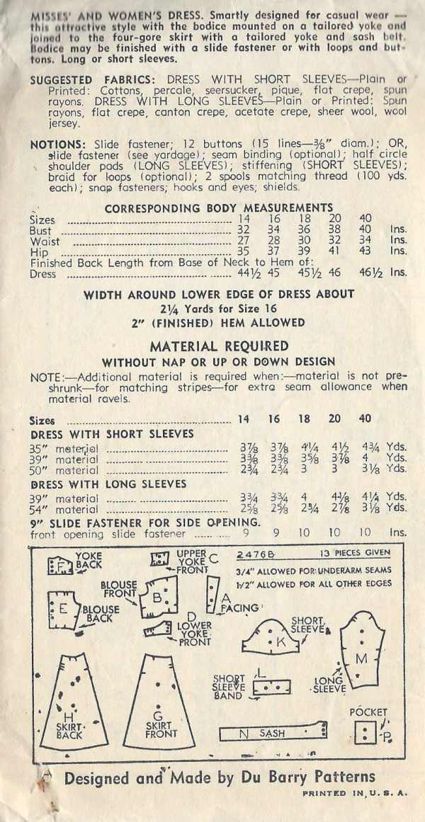 1940-WW2-Vintage-Sewing-Pattern-B38-DRESS-1483-By-Du-Barry-262028143339-2