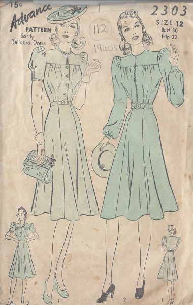 1940s Vintage Sewing Pattern B38/" DRESS /& JACKET 170
