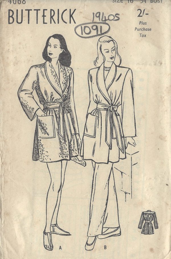 1940s-Vintage-Sewing-Pattern-B34-BEACH-SPORTS-COAT-1091-251331343619