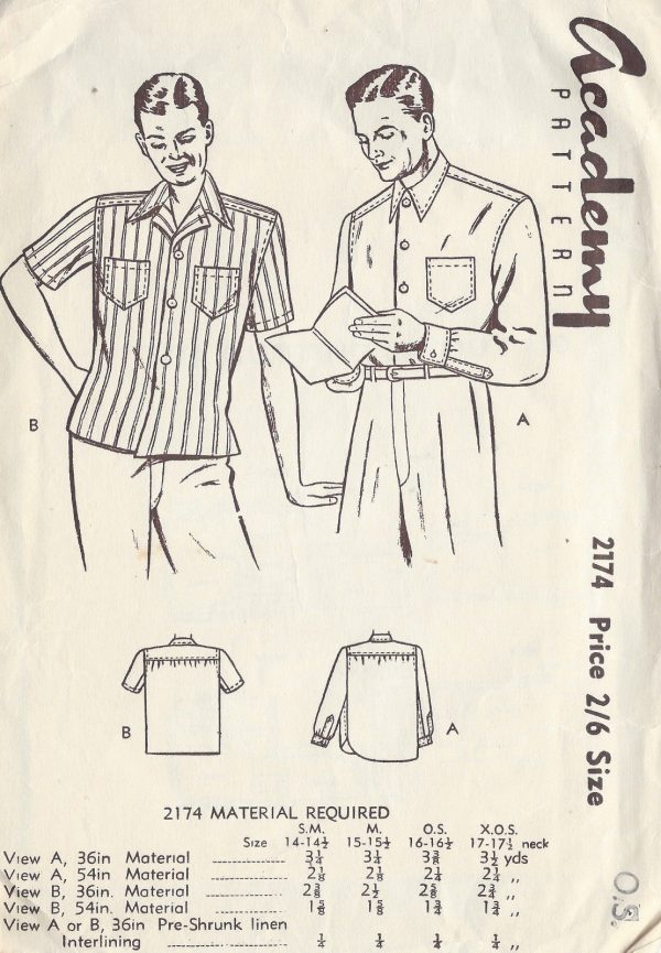 1940s-Vintage-Sewing-Pattern-Size16-16-12-MENS-SHIRT-1053-261411579259