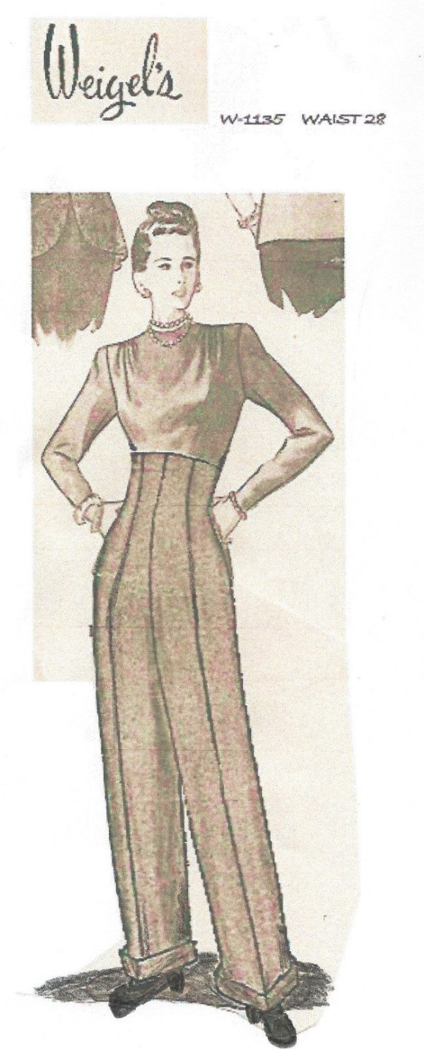 1940s-WW2-Vintage-Sewing-Pattern-W28-WOMENS-PANTS-TROUSERS-W1135-28-262087052919