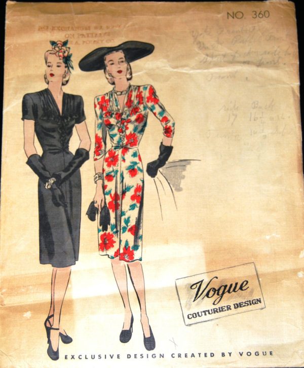 1940s-WW2-Vintage-VOGUE-Sewing-Pattern-B36-DRESS-1122-261302121309