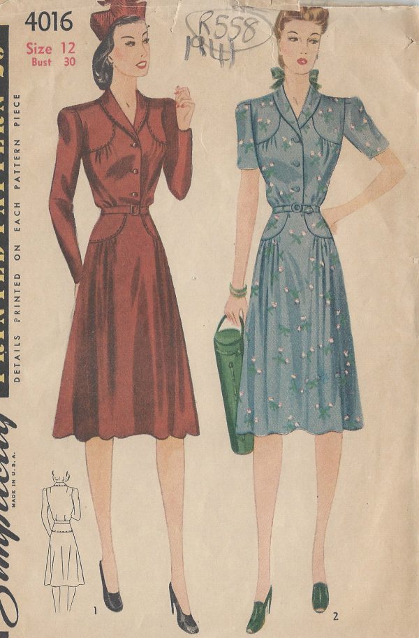 1941-Vintage-Sewing-Pattern-DRESS-B30-R558-251150946719