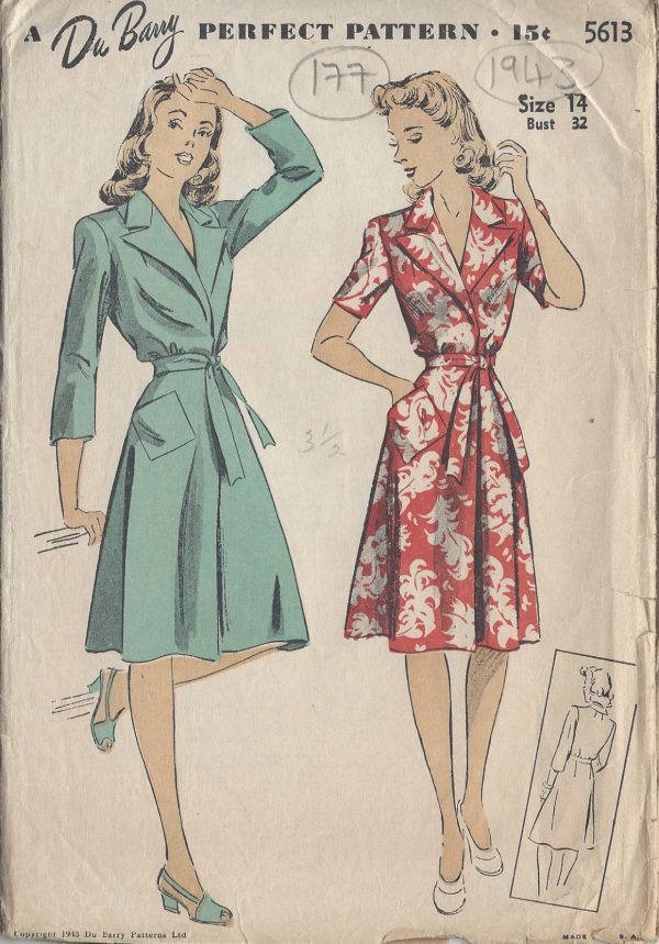 1943-Vintage-Sewing-Pattern-B32-BRUNCH-BEACH-COAT-177-By-Du-Barry-251173254039