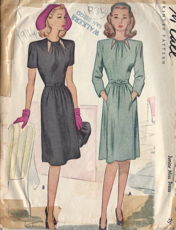 1944-Vintage-Sewing-Pattern-B32-DRESS-R312-251162788429