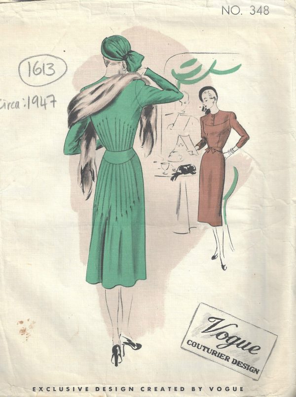 1947-Vintage-VOGUE-Sewing-Pattern-B34-DRESS-1613-252355315549