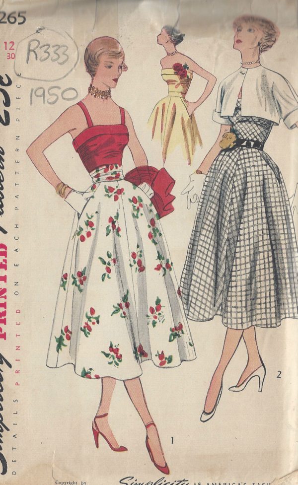 1950-Vintage-Sewing-Pattern-B30-SKIRT-TOP-BOLERO-CUMMERBUND-R333-251161096369