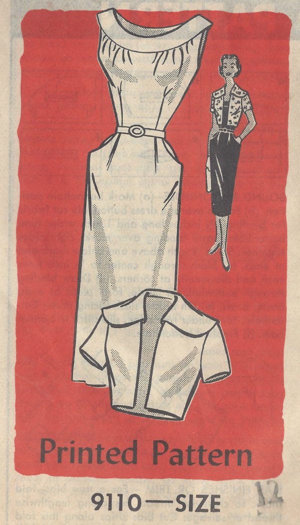 1950s-Vintage-Sewing-Pattern-B30-DRESS-BOLERO-JACKET-R200-261191397169