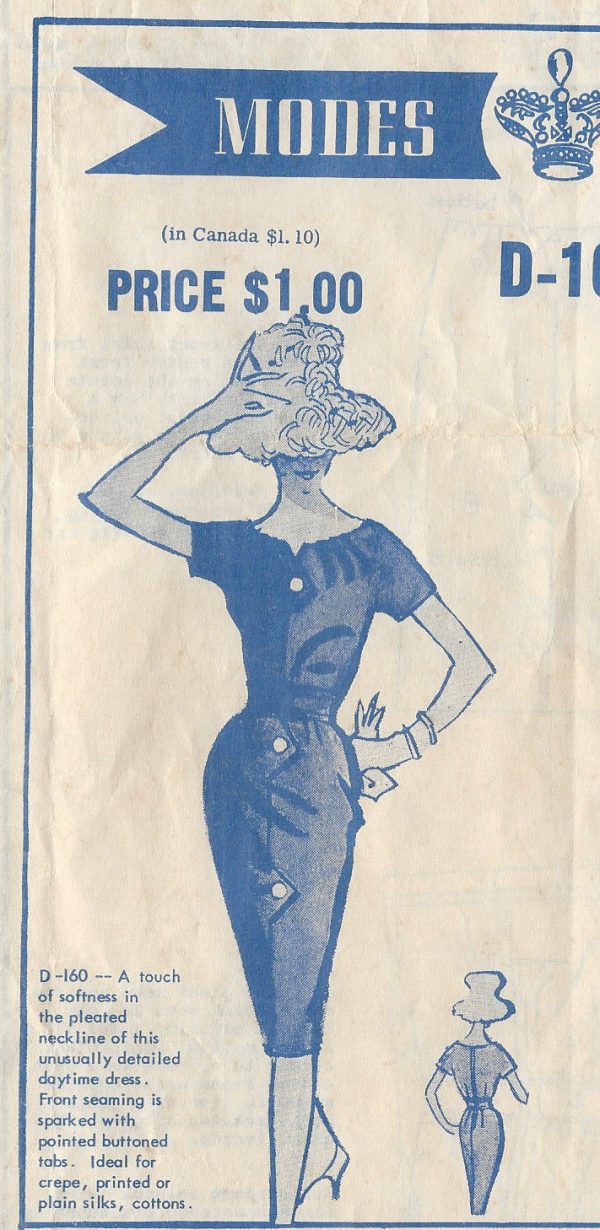 1950s-Vintage-Sewing-Pattern-B34-DRESS-R307-By-Modes-Royale-251162786939