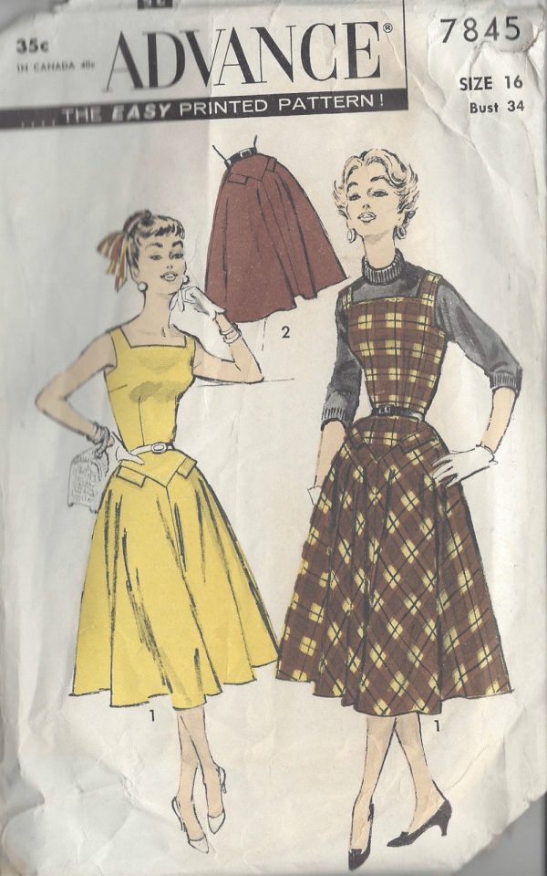 1950s-Vintage-Sewing-Pattern-B34-W28-DRESS-SKIRT-R662-251177283169
