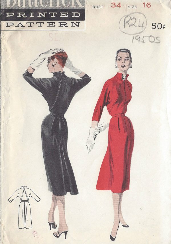 1950s-Vintage-Sewing-Pattern-DRESS-B34-R24-251144909899