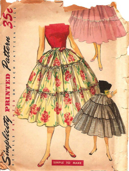 1950s-Vintage-Sewing-Pattern-SKIRT-W24-R736-251175004749