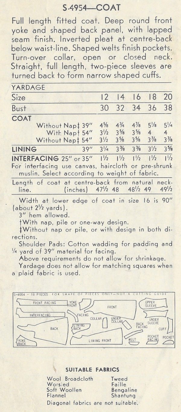 1950s-Vintage-VOGUE-Sewing-Pattern-B30-COAT-1503-262044342229-2