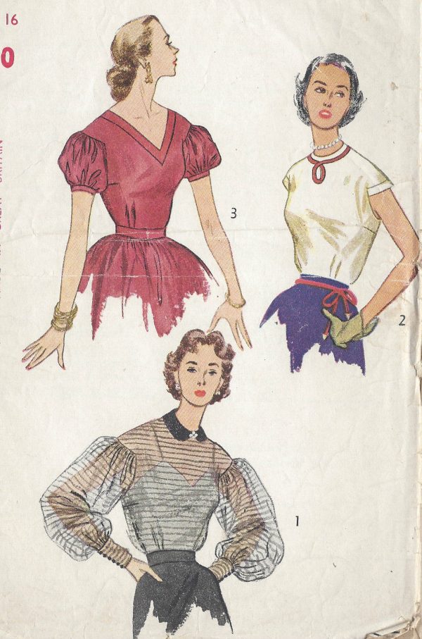 1951-Vintage-Sewing-Pattern-BLOUSE-B34-R597-251146792029