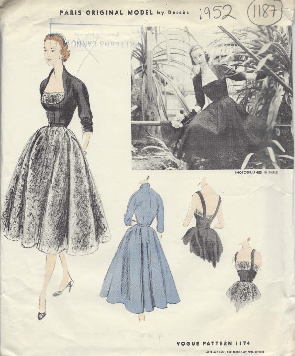 1952-Vintage-VOGUE-Sewing-Pattern-B34-DRESS-JACKET-1187-By-Desses-251500308999