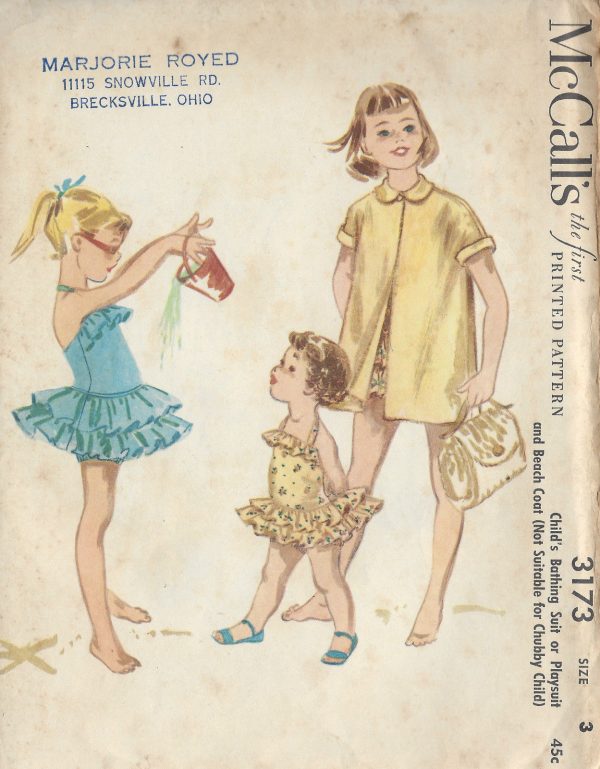 1955-Childrens-Vintage-Sewing-Pattern-S3-C22-PLAYSUIT-BATHING-SUIT-COAT-C11-261513817519
