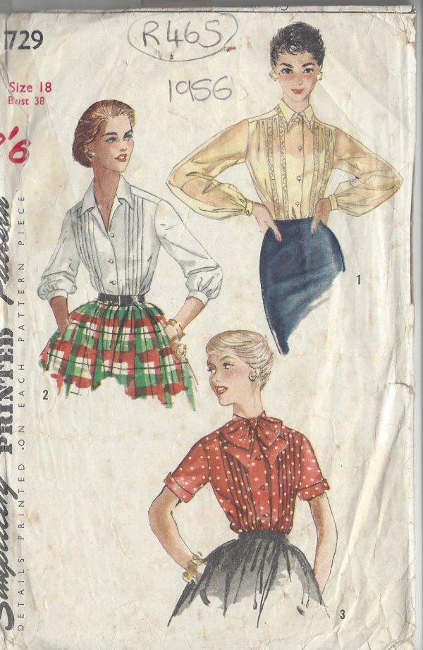1955-Vintage-Sewing-Pattern-BLOUSE-B38-R465-251151593089