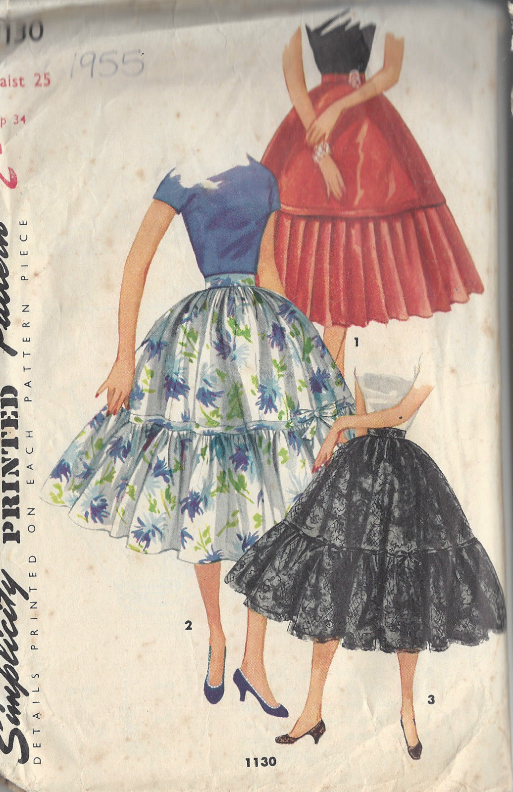 1955 Vintage Sewing Pattern SKIRT W25
