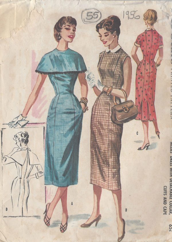 1956-Vintage-Sewing-Pattern-DRESS-B32-55-251149304769