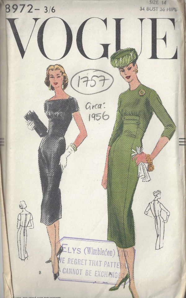 1956-Vintage-VOGUE-Sewing-Pattern-B34-DRESS-1757-252698809989