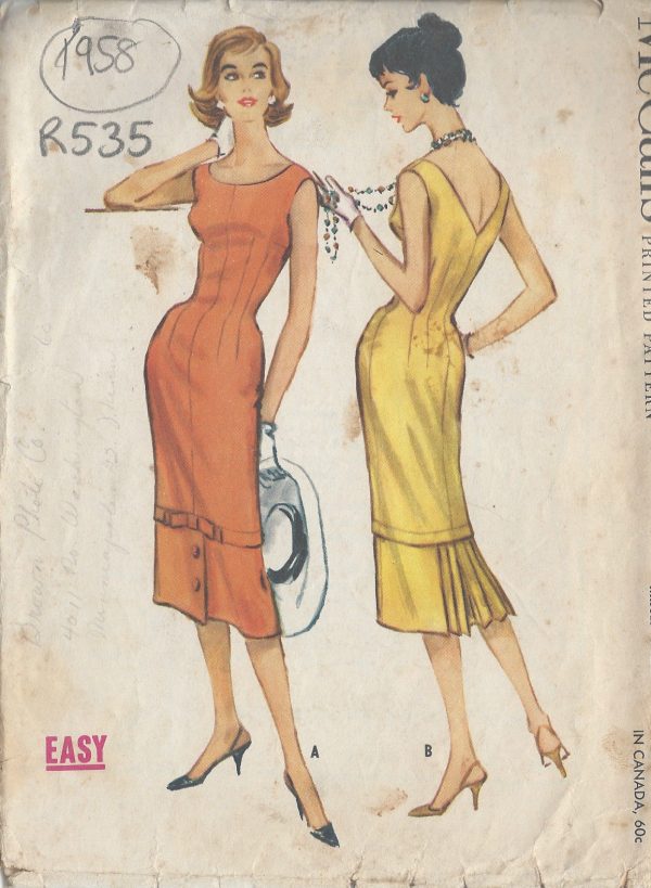 1958-Vintage-Sewing-Pattern-B32-DRESS-R535-251151034049