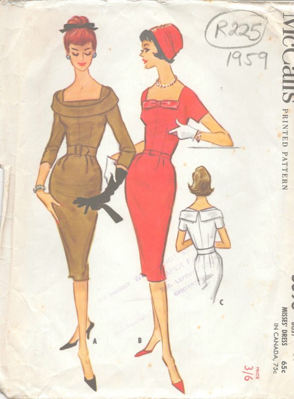 1959-Vintage-Sewing-Pattern-B34-DRESS-R225-251143266539