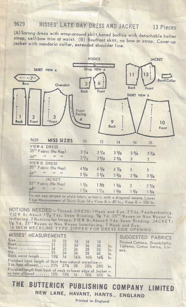 1960-Vintage-Sewing-Pattern-B34-DRESS-SARONG-DRESS-JACKET-1498-262386455119-3