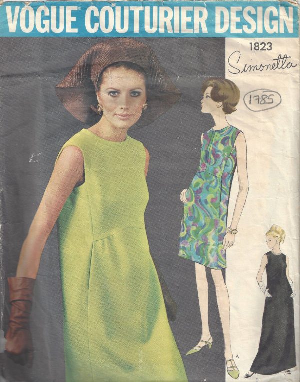 1960s-Vintage-VOGUE-Sewing-Pattern-B34-DRESS-1785-SIMONETTA-of-ITALY-252787127349