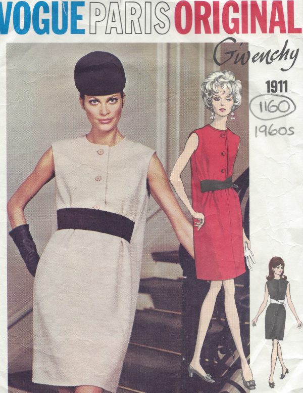 1960s-Vintage-VOGUE-Sewing-Pattern-DRESS-B36-1160-By-Givenchy-261405355899