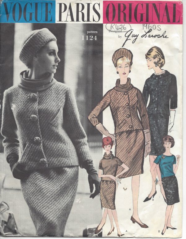 1961-Vintage-VOGUE-Sewing-Pattern-B31-JACKET-SKIRT-BLOUSE-R426-Guy-Laroche-251164569059