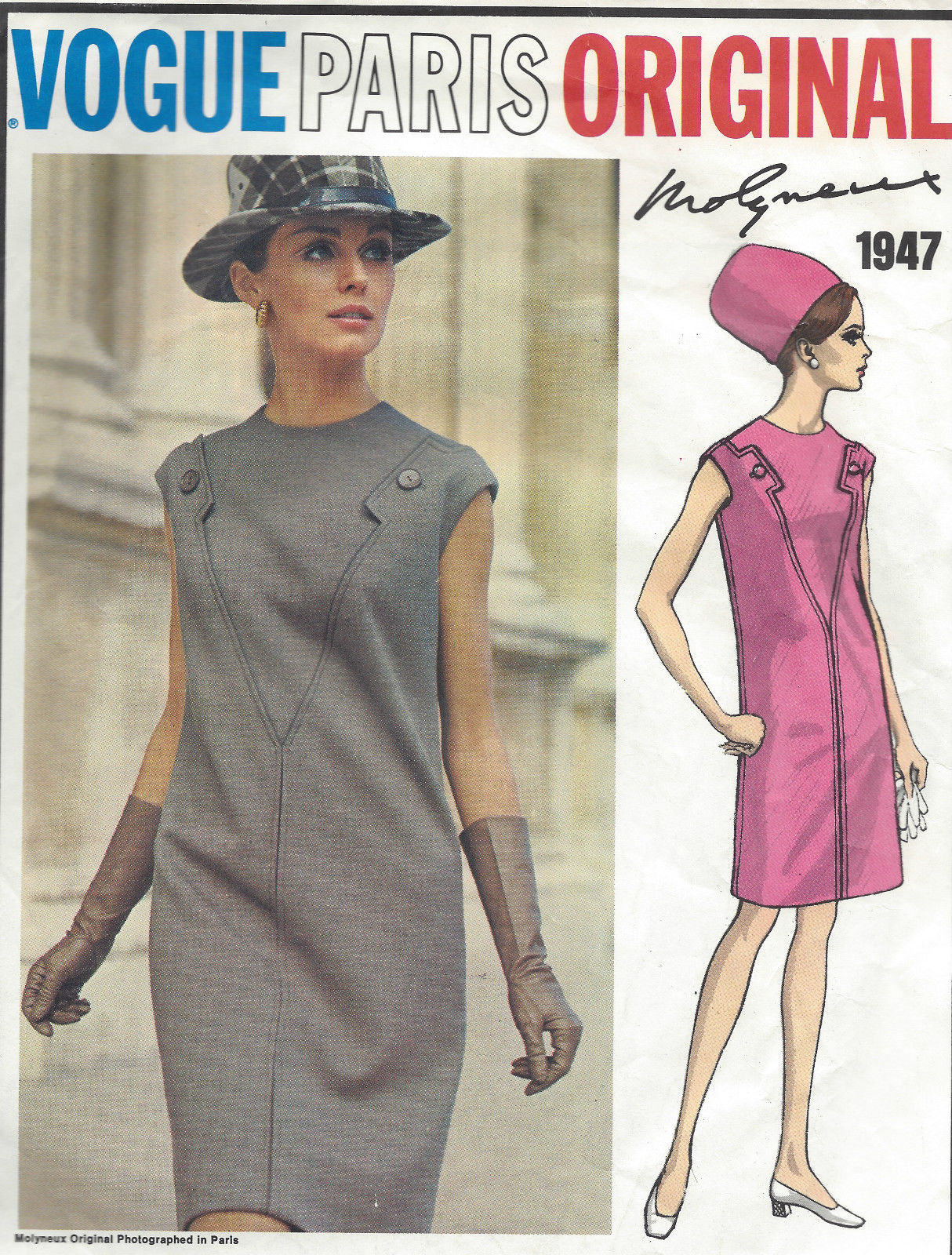 1969 Vintage VOGUE Sewing Pattern DRESS B34