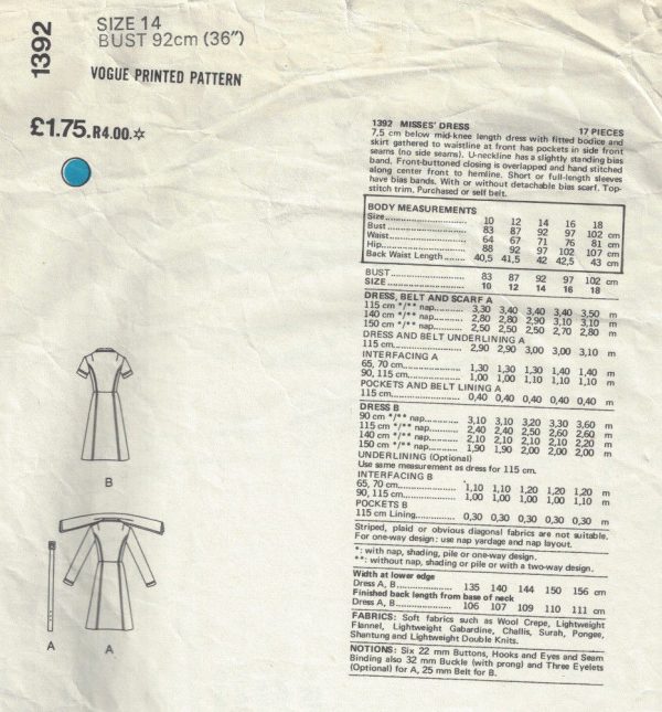 1970s-Vintage-VOGUE-Sewing-Pattern-B36-DRESS-1710-By-Pierre-Balmain-262559819849-2